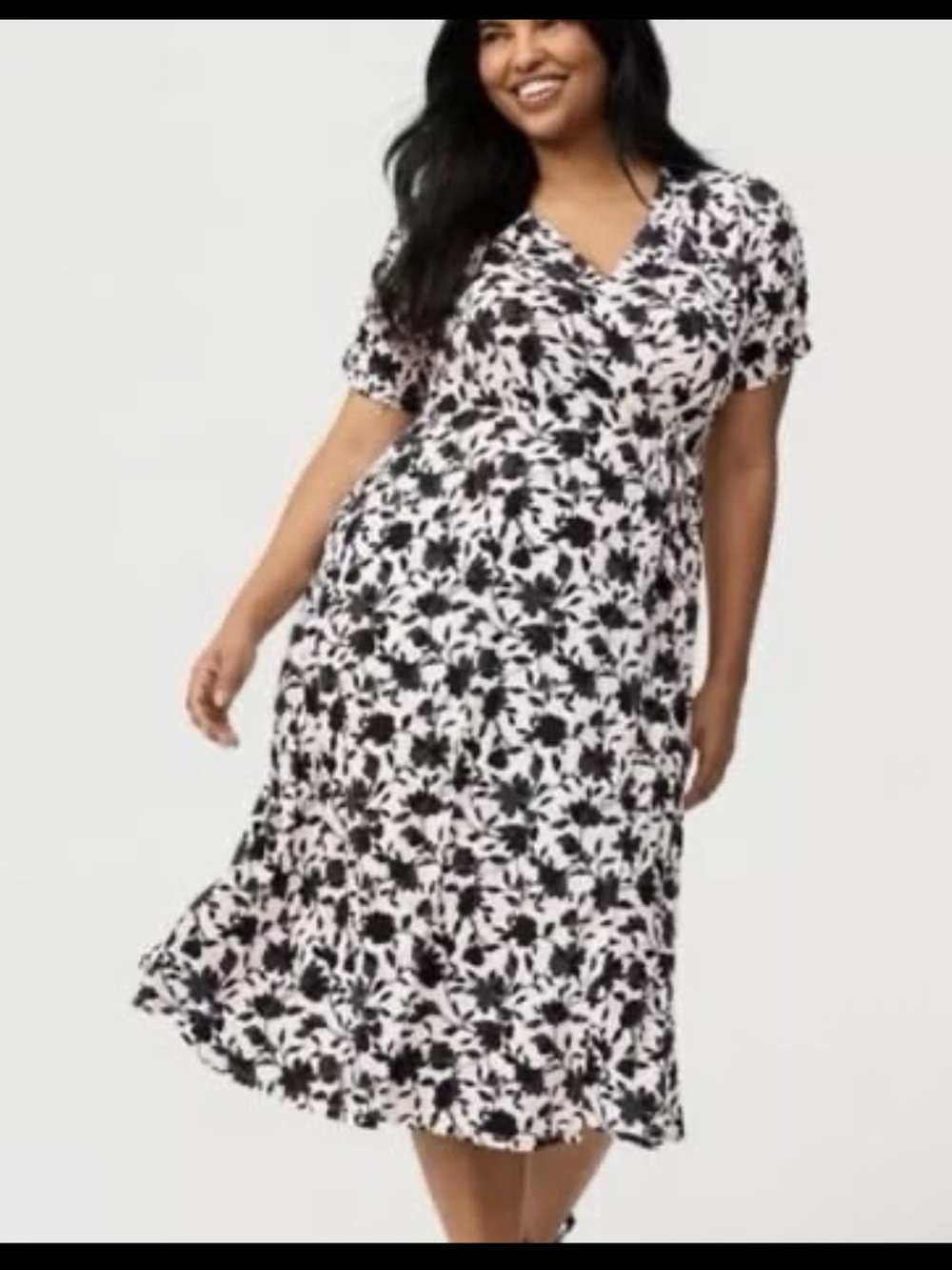 Torrid 2X NWTS pale Pink and Black Floral Midi Dress